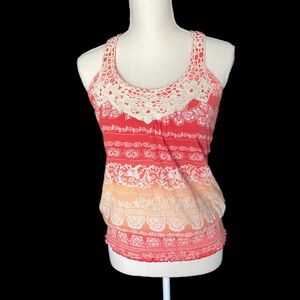 Self Esteem Womens Orange/Cream Tank Top. Size Medium.